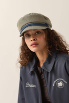 Unisex 76 Fiddler Fisherman Cap in the color Navy/Off White Hickory Stripe - Additional Fit image