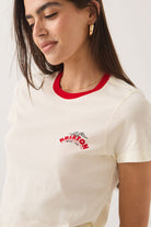 Women's Brixton Banner Slim Crew T-Shirt in the color Off White - Additional Fit image