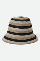 Women's Lisboa Knit Packable Bucket Hat in the color Black/Sand/Whitecap - Front Product View