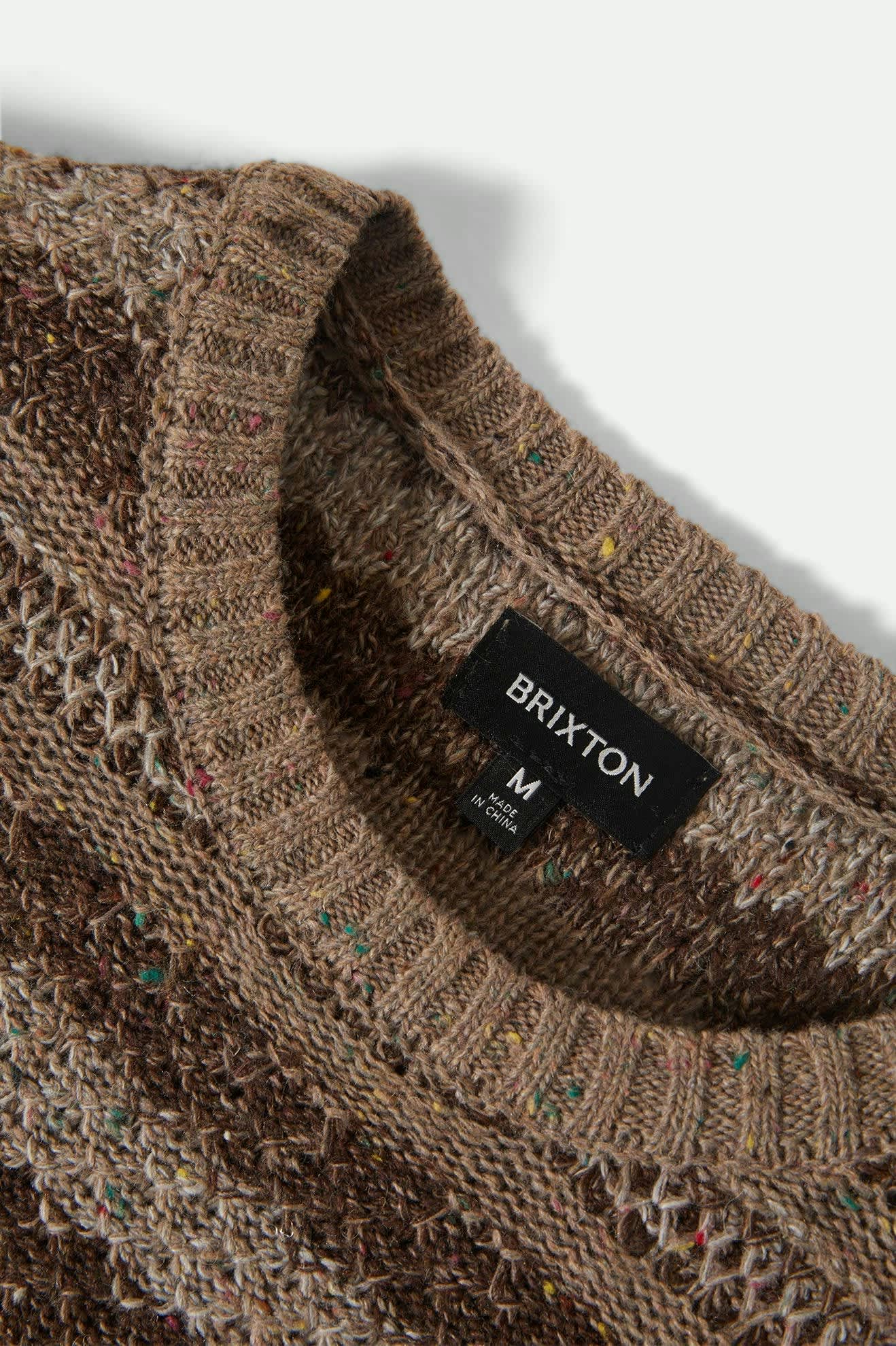 Men's Midnight Crew Sweater in the color Multi Neutral Stripe - Additional Laydown image