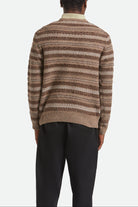 Men's Midnight Crew Sweater in the color Multi Neutral Stripe - Men's Back View