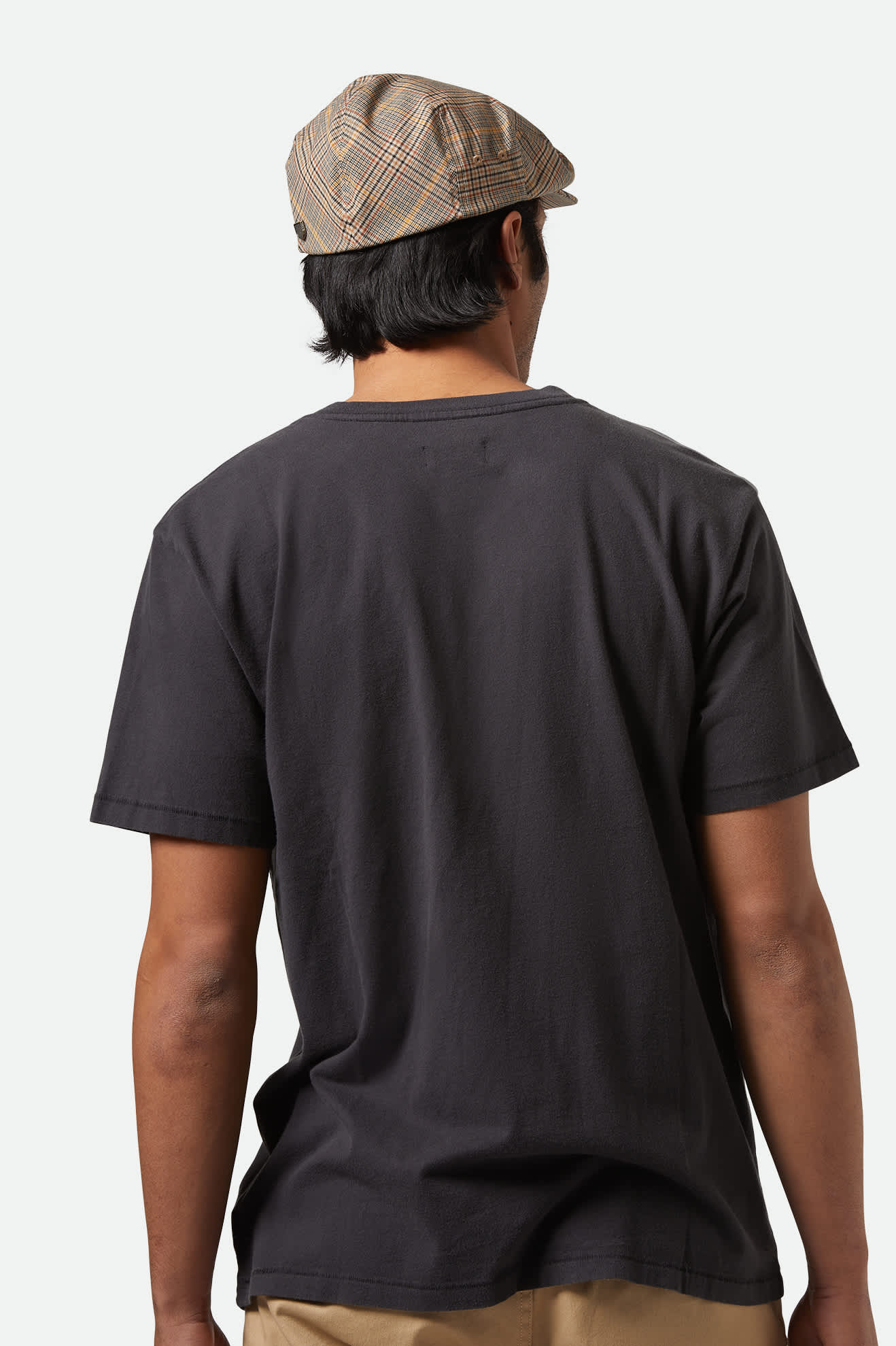 Unisex Vintage Reserve S/S Henley in the color Black Sol Wash - Men's Back View