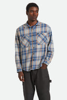 Men's Vintage Wash Flannel in the color Blue/Soft Blue/Orange - Men's Front View