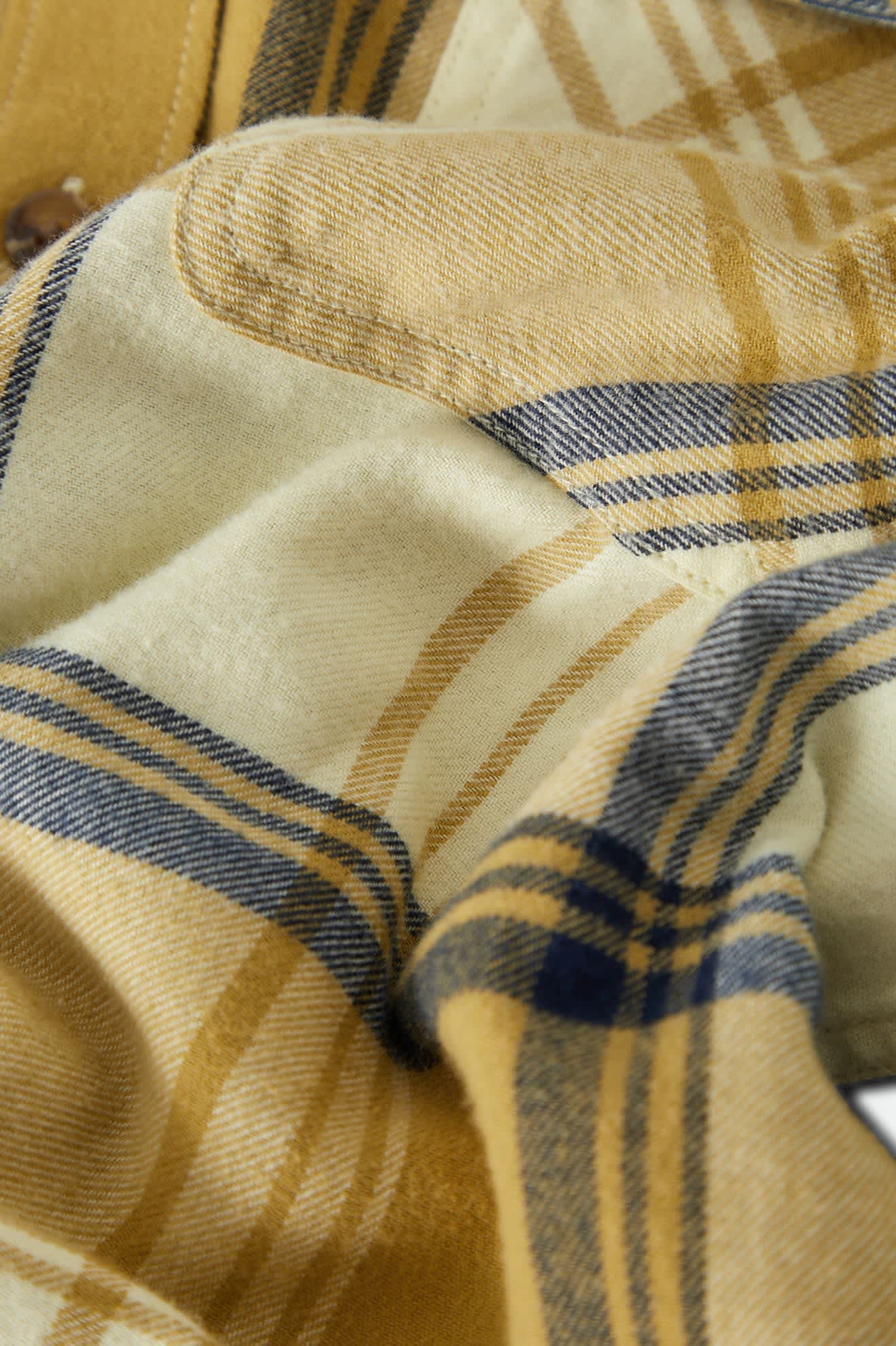 Men's Bowery Lightweight Ultra Soft Flannel in the color Yellow/Dusted Ochre - Additional Laydown image