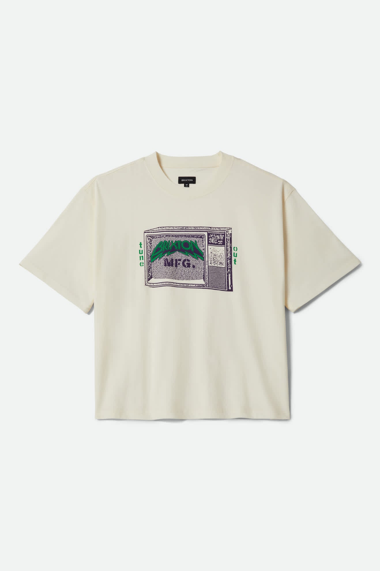 Men's Tune Out Short Sleeve Cropped Shirt in the color Cream - Front Product View
