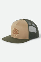 Unisex Oath Trucker Hat in the color Khaki/Dark Olive - Front Product View