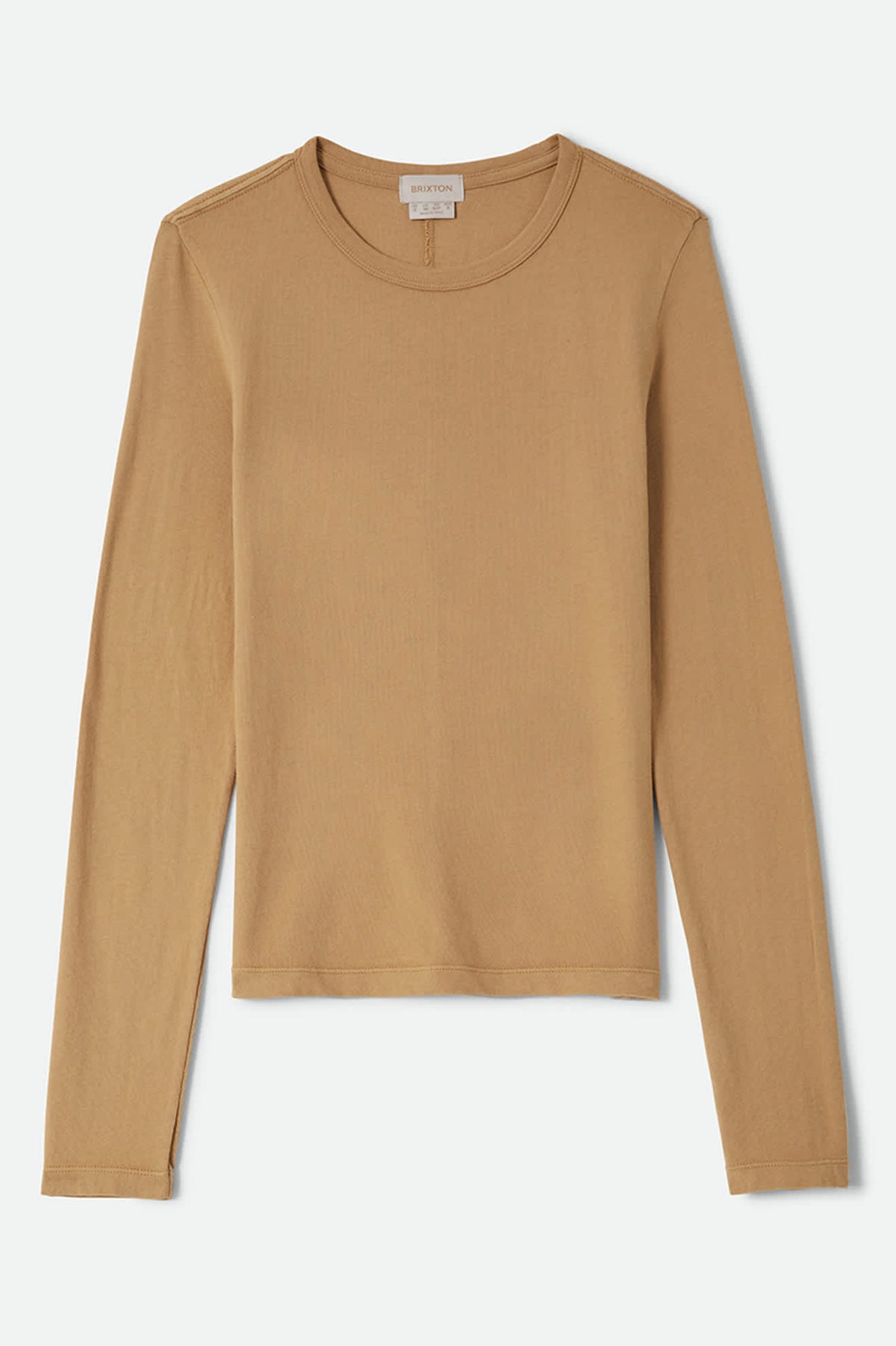 Women's Carefree Organic Garment Dye Slim T-Shirt in the color Khaki - Front Product View