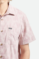 Men's Charter Print Short Sleeve Shirt in the color Dark Pink/Silver Crackle Paint - Additional Fit image