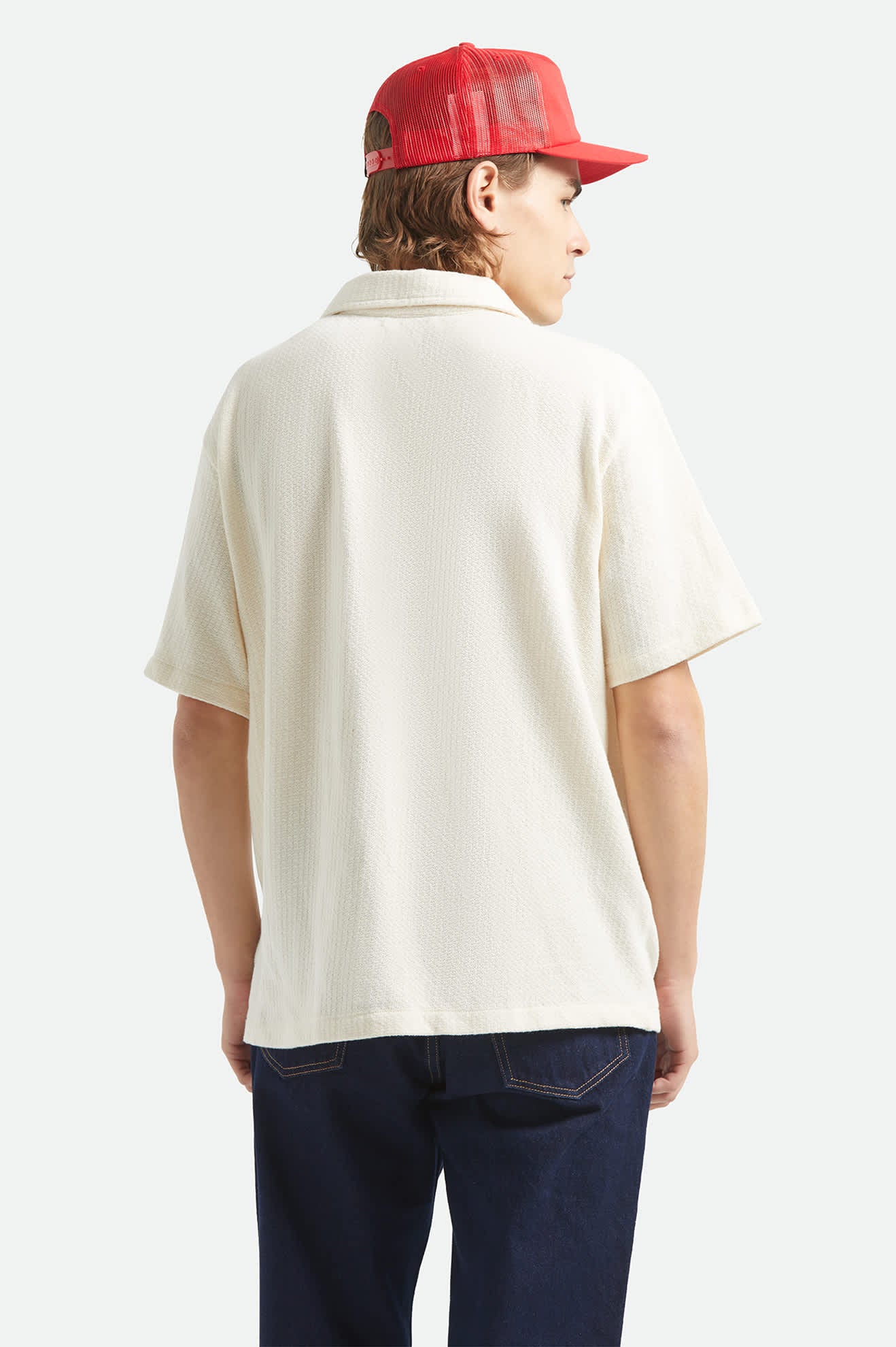 Men's Poolside Short Sleeve Shirt in the color Off White - Men's Back View
