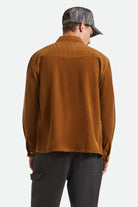 Men's New West Relaxed Overshirt in the color Washed Copper Corduroy - Men's Back View
