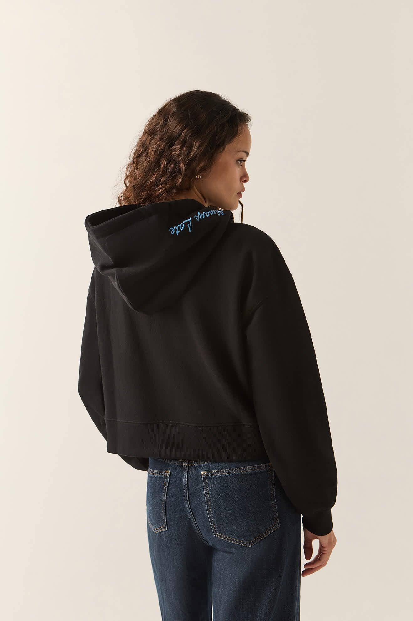 Women's Always Late Full Zip Hoodie in the color Black - Women's Back View