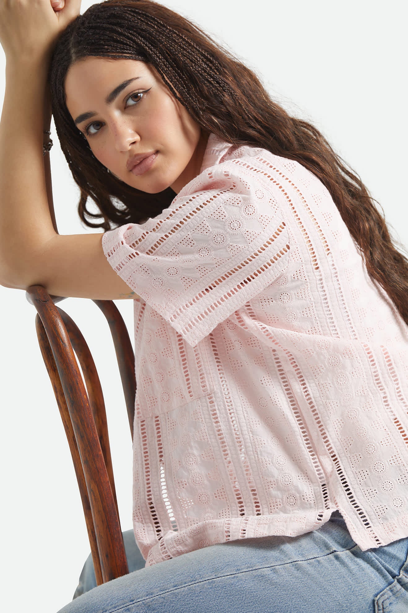 Women's Paradise Lounge Short Sleeve Shirt in the color Chalk Pink - Additional Fit image