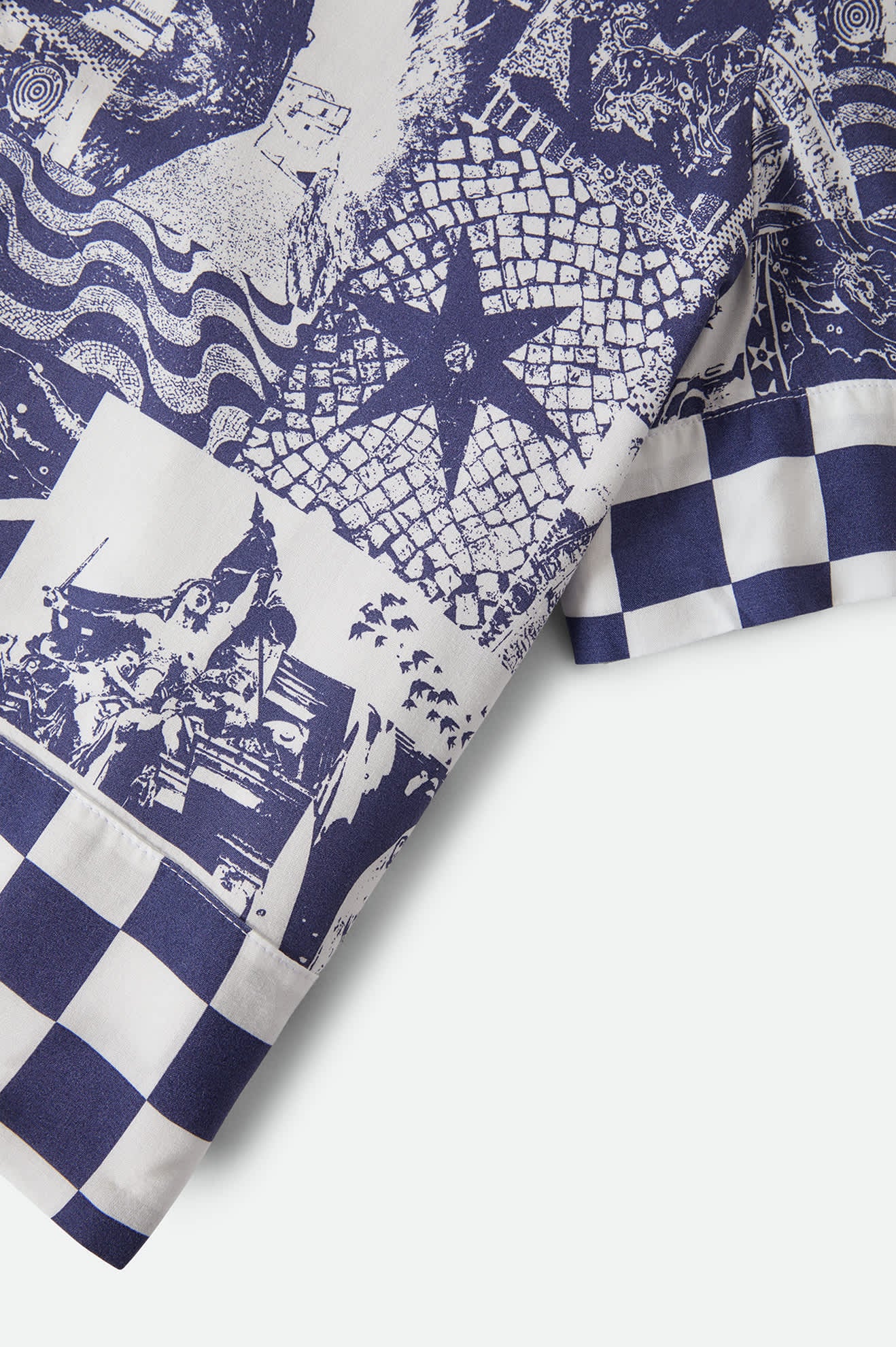 Women's The Omar Button Down Short Sleeve Shirt in the color Navy/White Collage - Additional Laydown image