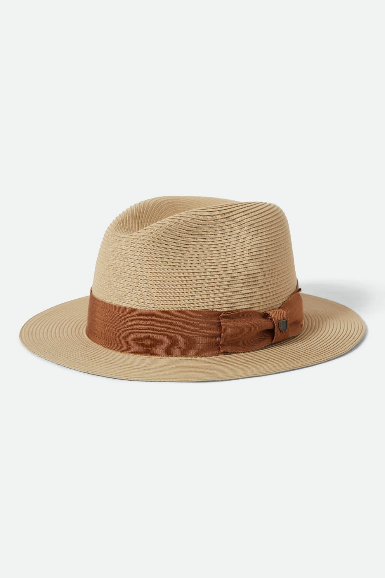 Unisex Roma Straw Packable Fedora in the color Natural/Bronze - Front Product View