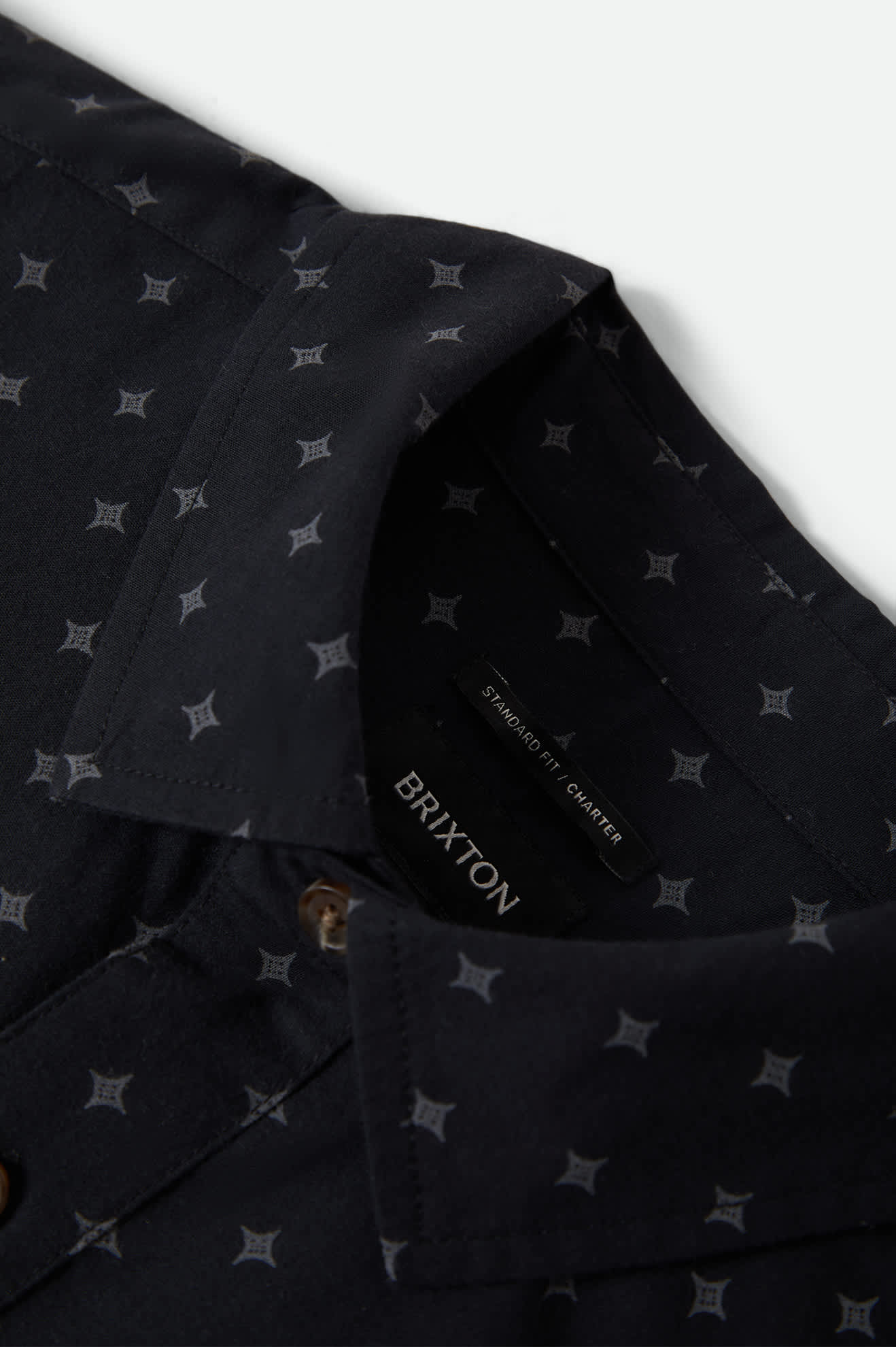 Men's Charter Print Short Sleeve Shirt in the color Future Grey Diamond Tile - Additional Laydown image