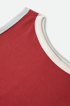 Women's Carefree Organic Garment Dye Cropped Tank in the color Robust Red - Additional Laydown image