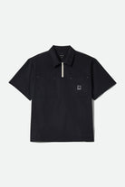 Men's Journey Lightweight 1/2 Zip Cropped Short Sleeve Shirt in the color Black - Front Product View