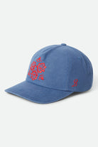 Women's Lola Embroidered Adjustable Hat in the color Light Washed Denim - Front Product View