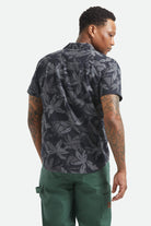 Men's Charter Print Short Sleeve Shirt in the color Black/Trooper/Future Grey Palm Floral - Men's Back View