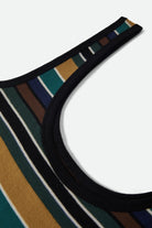 Women's Ringer Organic A-Tank in the color Multi Retro Stripe - Additional Laydown image