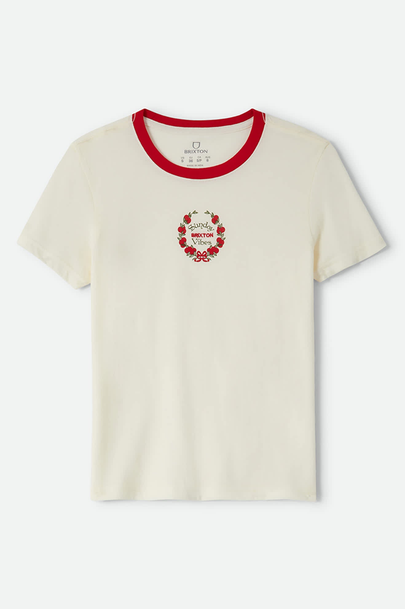 Women's Sunday Vibes Slim Crew T-Shirt in the color Off White - Front Product View