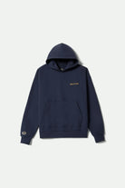 Men's Embroidered Heavyweight Oversized Hoodie in the color Mood Indigo - Front Product View