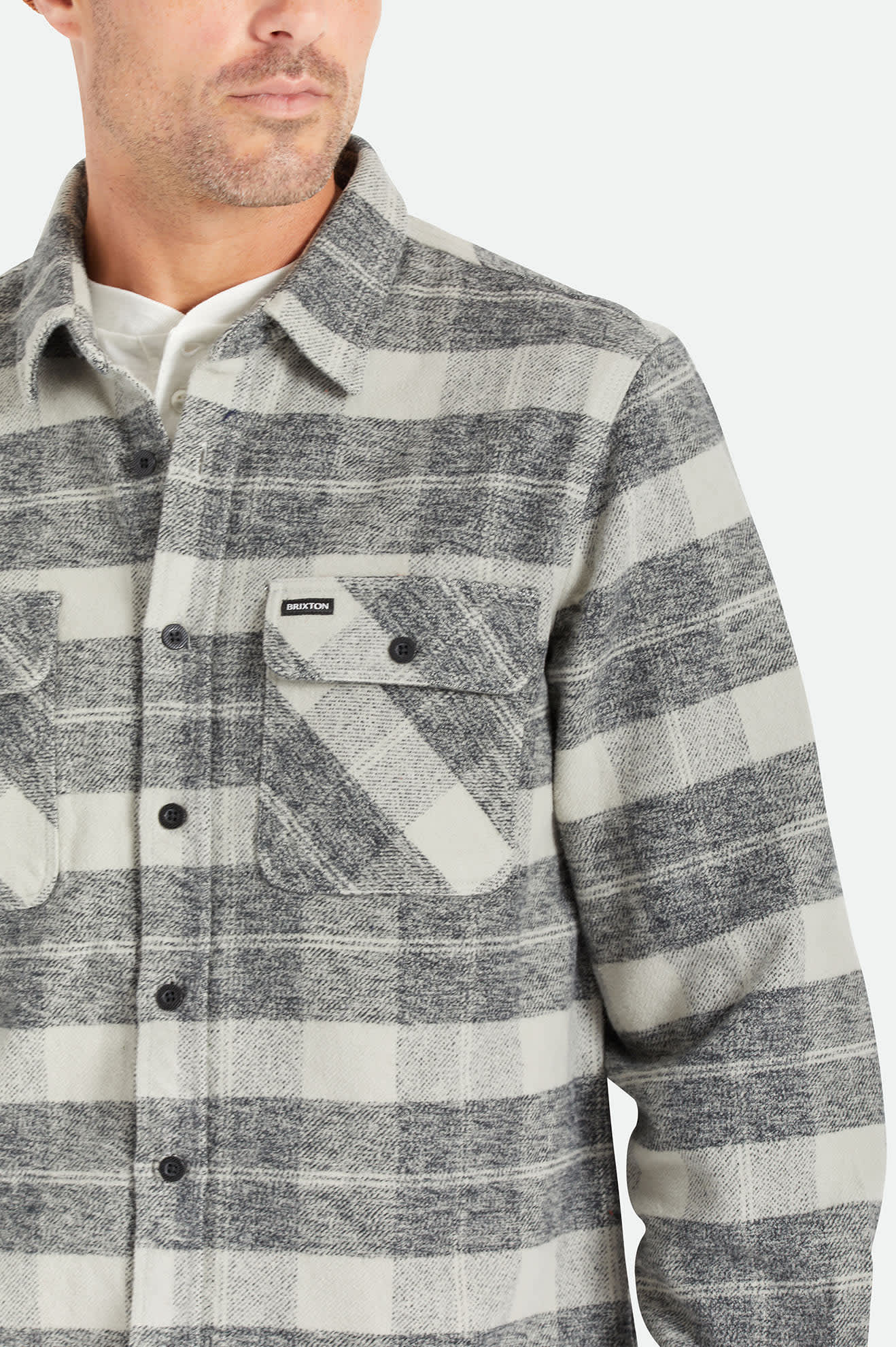 Men's Bowery Heavyweight Flannel in the color Black/Charcoal - Additional Fit image