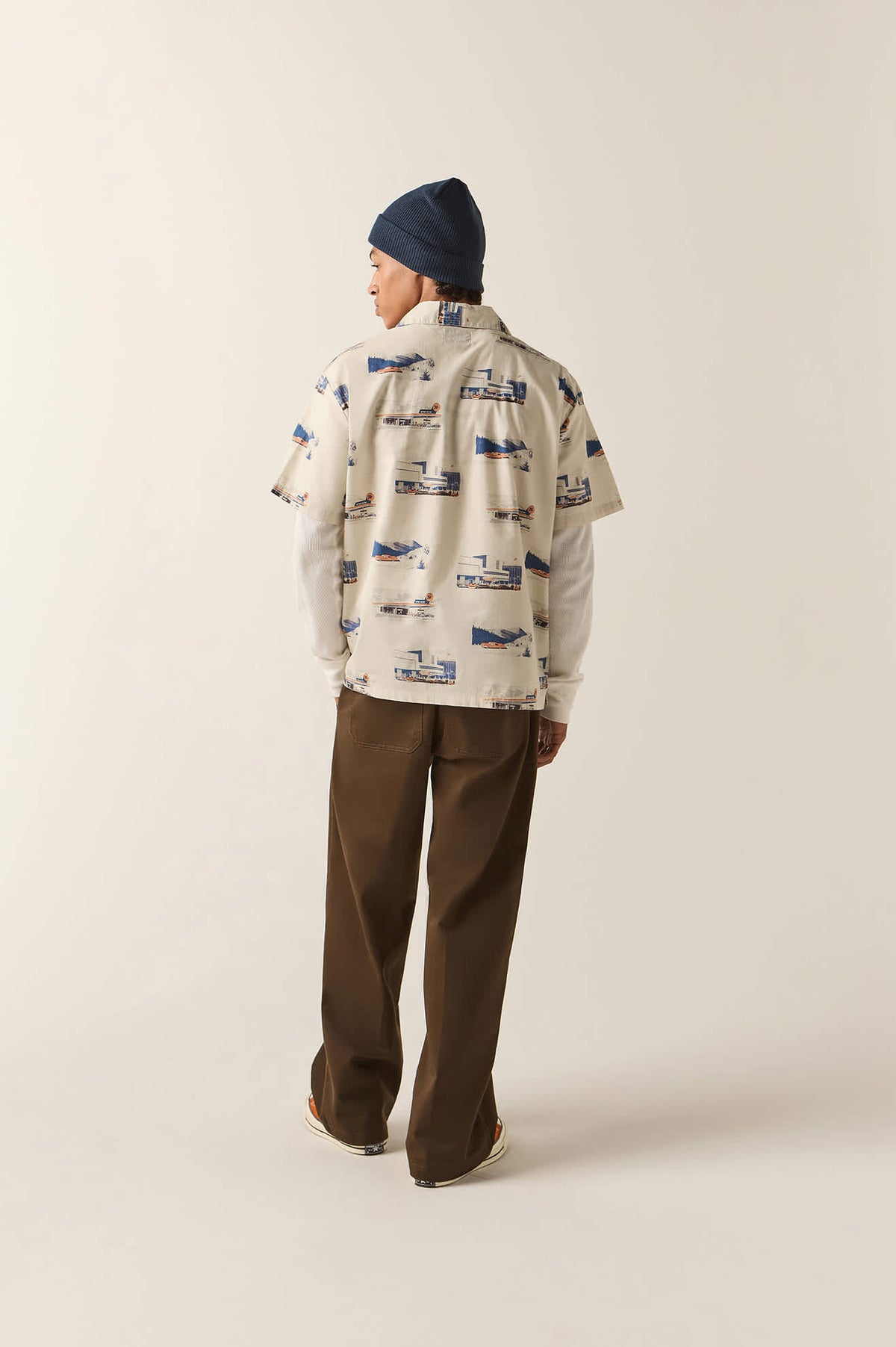 Men's 76 Resort Shirt in the color Off White/Scenic - Men's Back View
