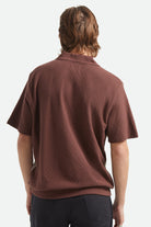 Men's Theo Jacquard Short Sleeve Polo in the color Chocolate/Off White - Men's Back View
