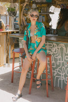 Women's Campos Button Down Shirt in the color Retro Green Flor Campos - Men's Lifestyle image