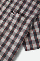 Men's Cru Plaid Short Sleeve Shirt in the color Black/Off White/Red - Additional Laydown image