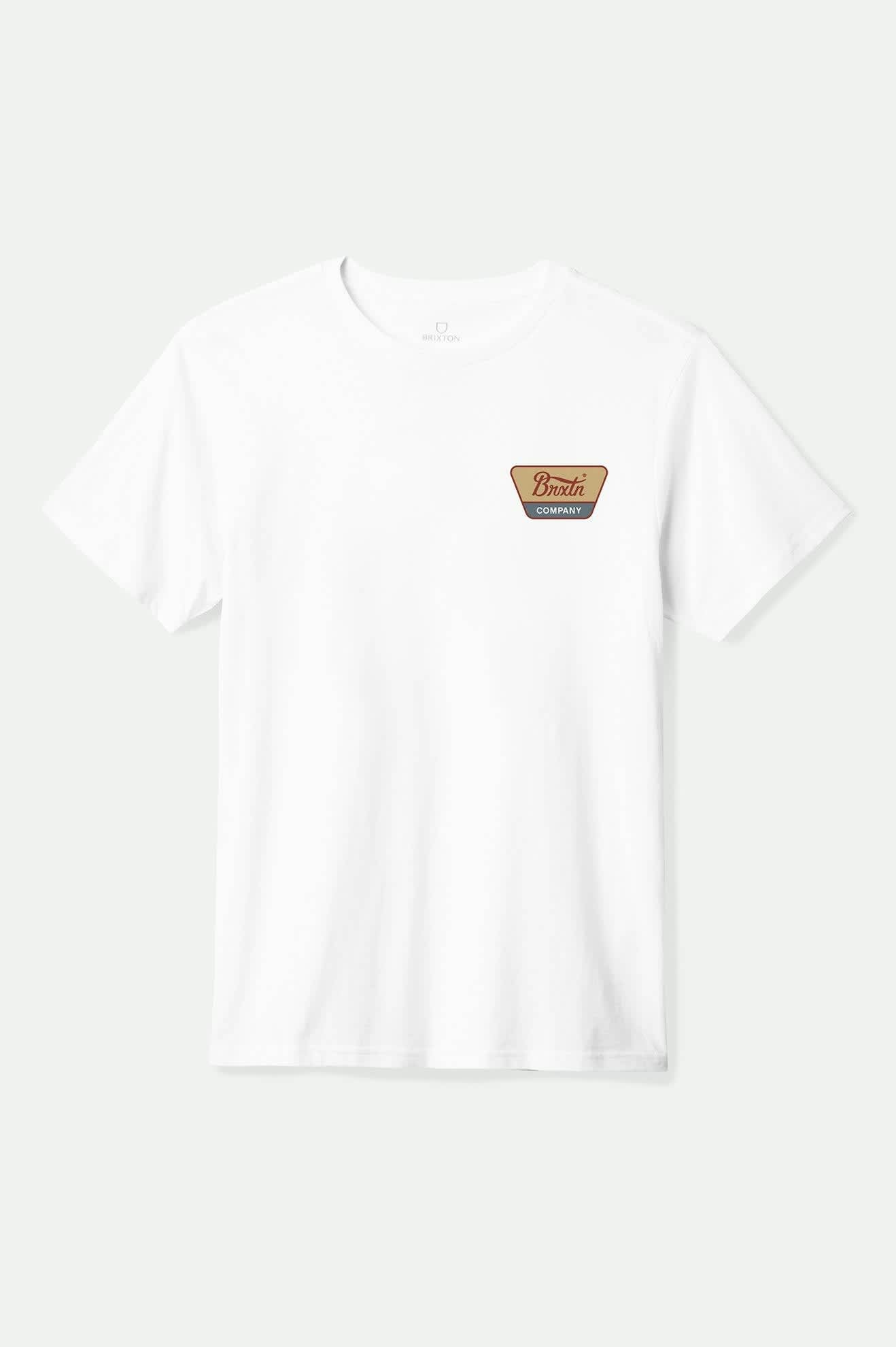Men's Linwood S/S Standard T-Shirt in the color White/Red Ochre/Curry Yellow - Front Product View