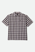 Men's Cru Plaid Short Sleeve Shirt in the color Black/Off White/Red - Front Product View