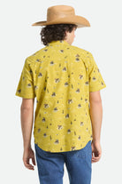 Men's Lone Star X Brixton Short Sleeve Shirt in the color Texas Gold - Men's Back View