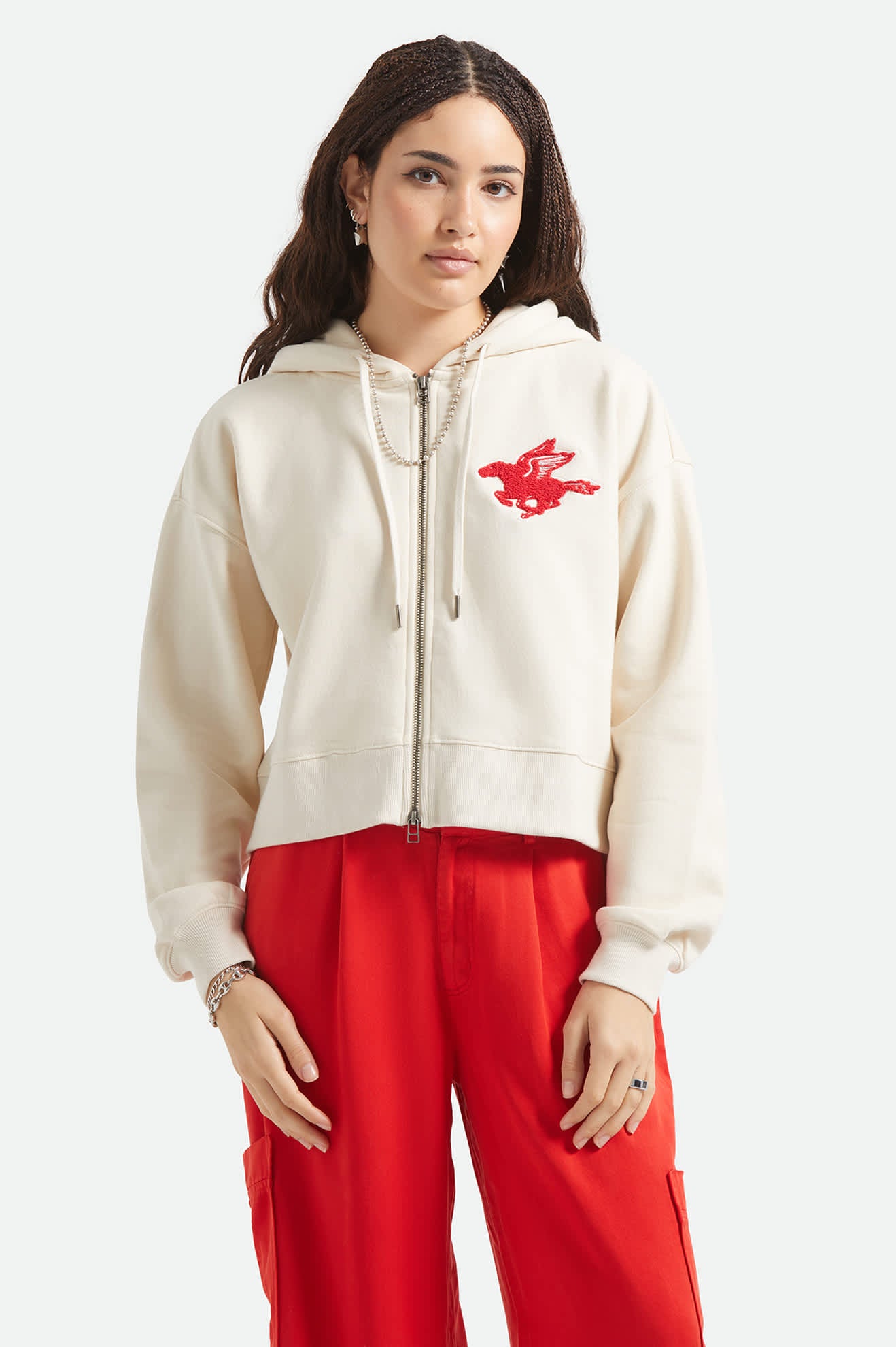 Women's Pegasus Zip Hood in the color Whitecap - Women's Front View